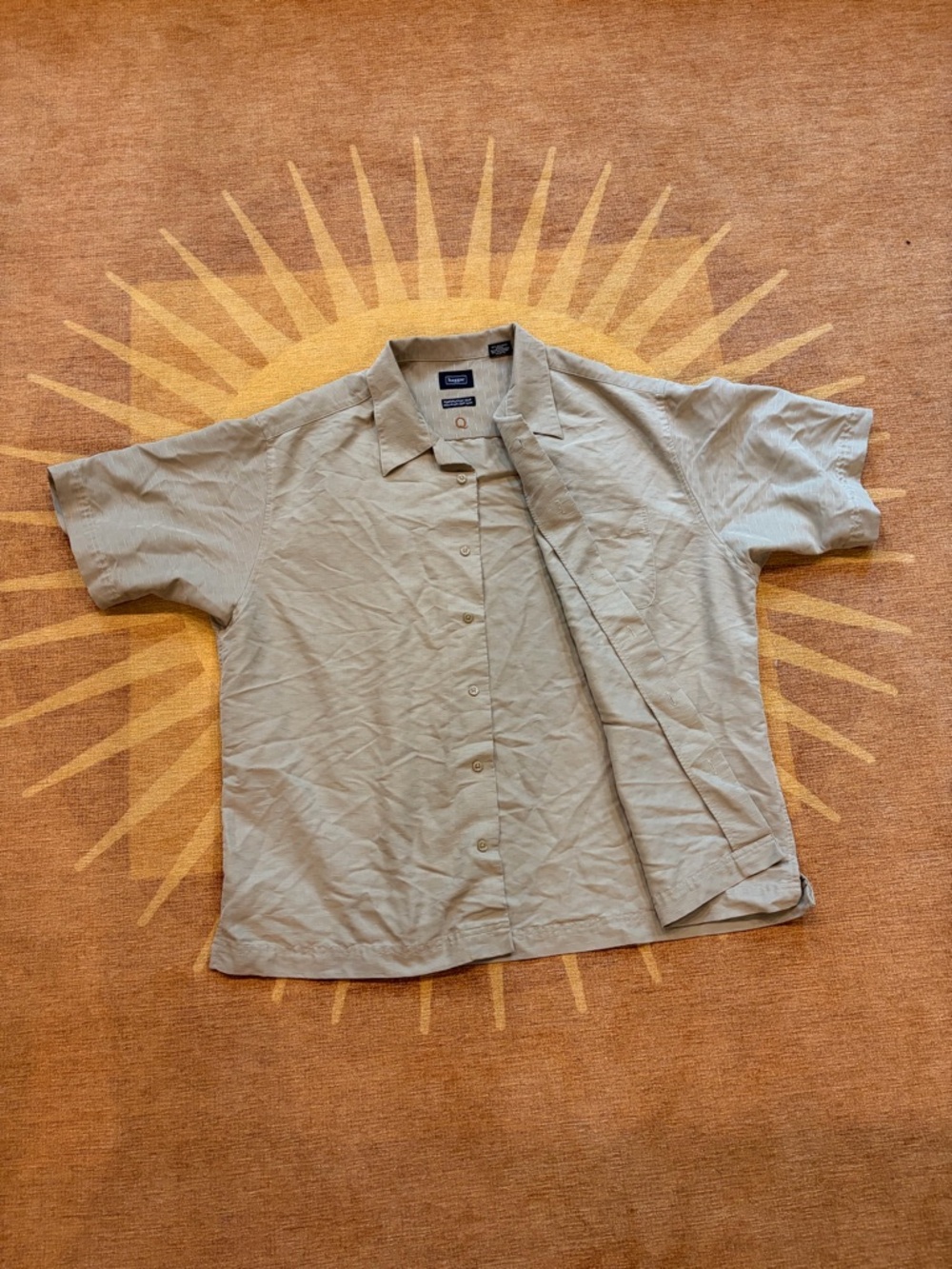 Haggar Short-Sleeve Button Down Shirt — Light Olive
